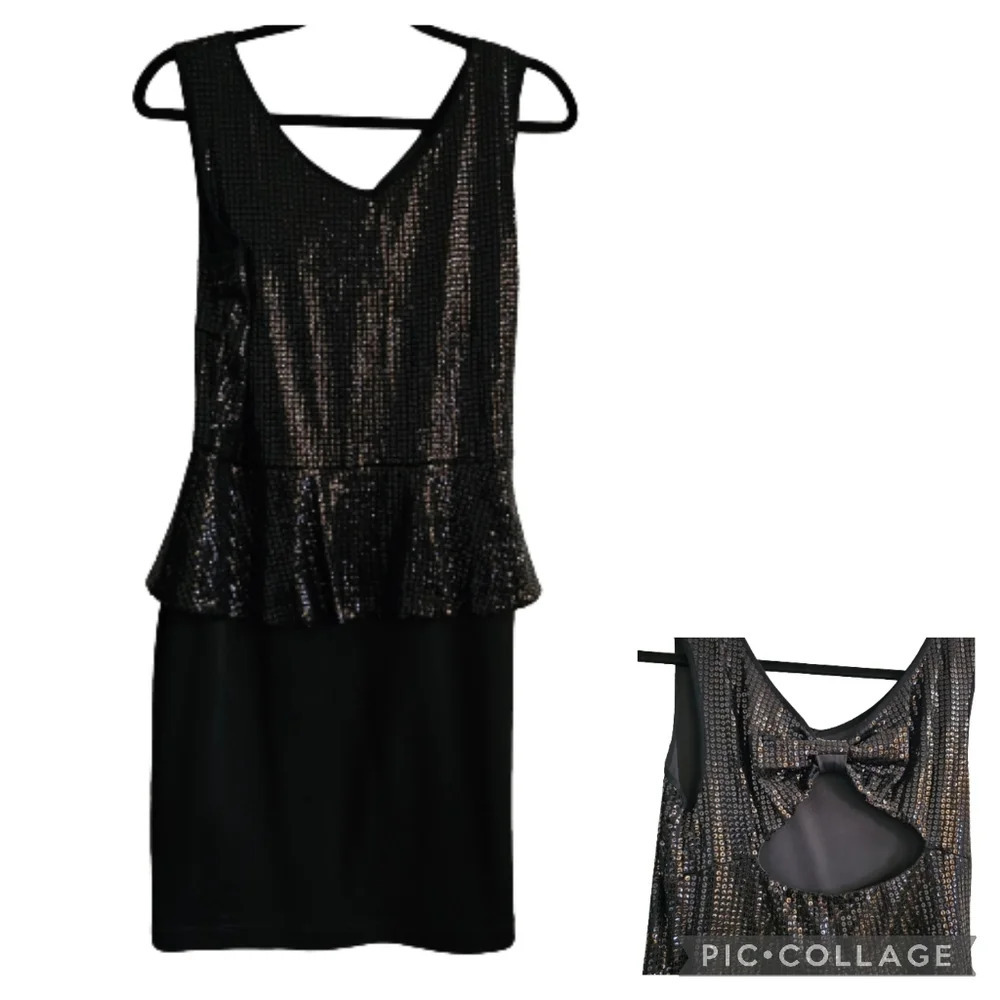 Julio Black Sequin Peplum Dress